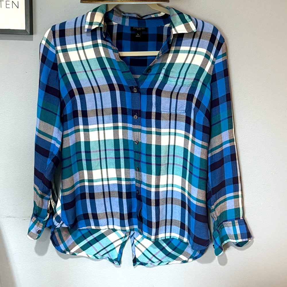 Talbots Plaid Button-Up Shirt - Size Small Petite